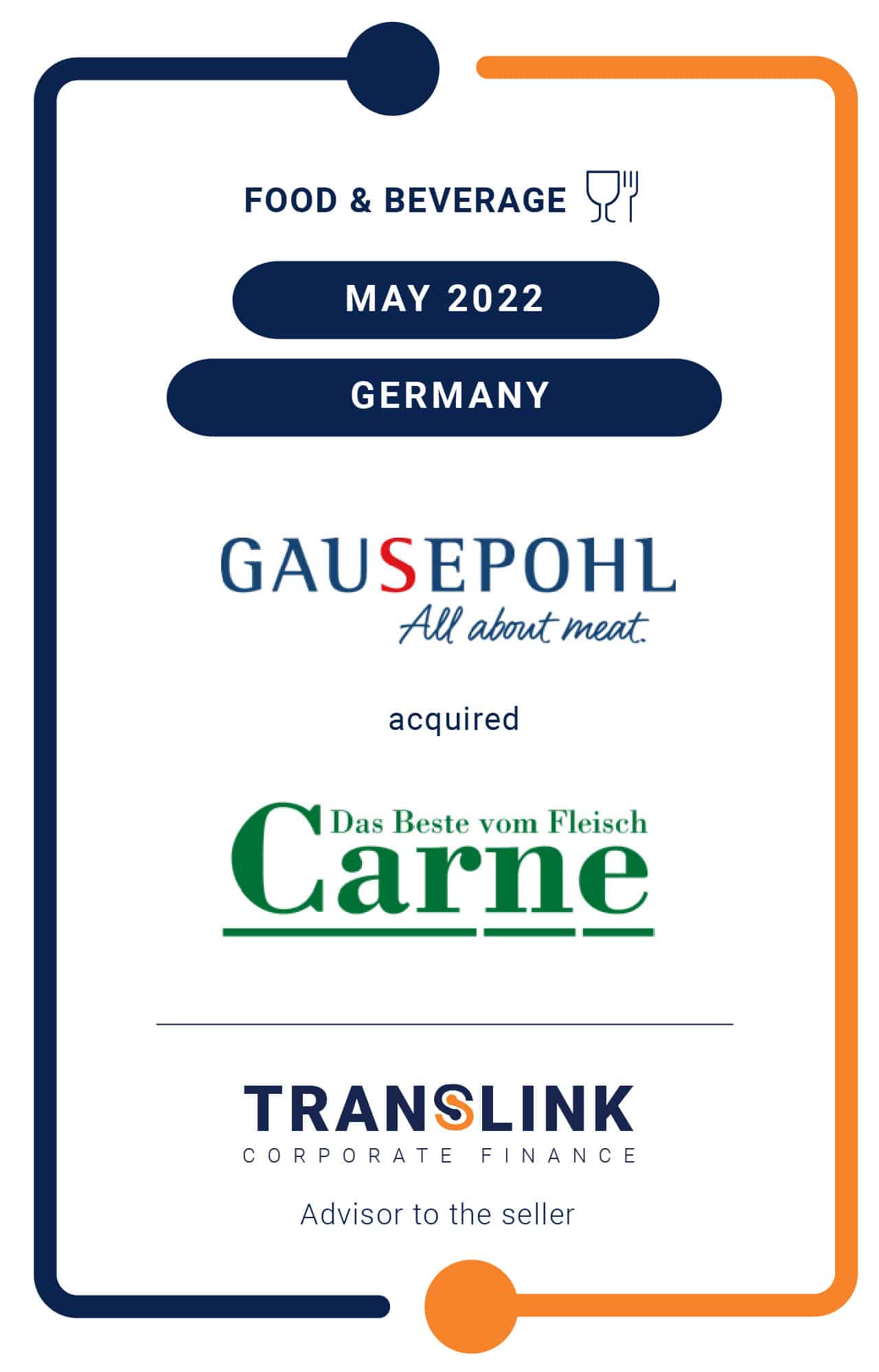 Translink Advised Carne Fleischhandel GmbH On The Sale To Gausepohl Food GmbH