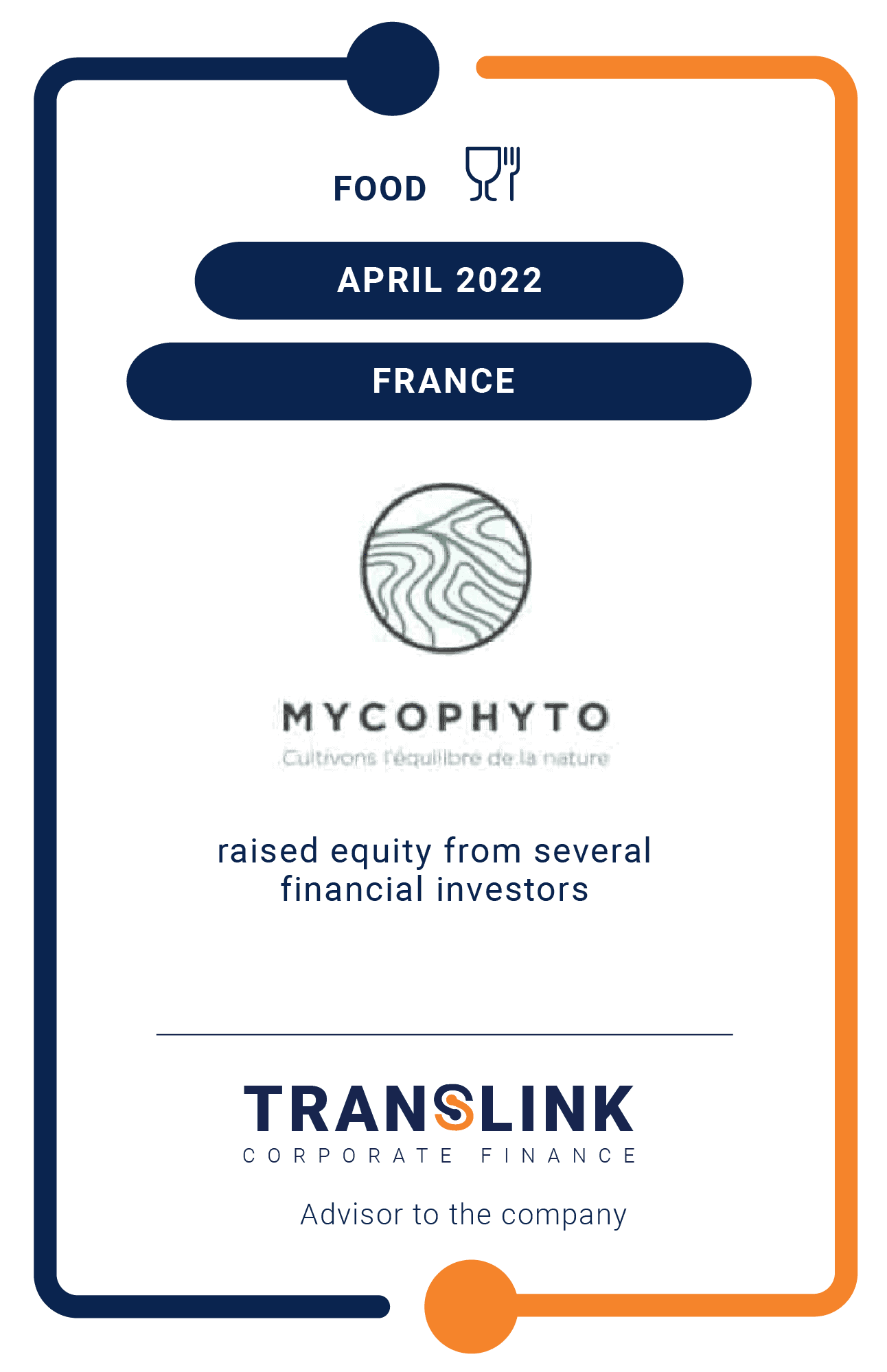 Translink Corporate Finance acted as the advisor to Mycophyto on the raising of equity from several financial investors