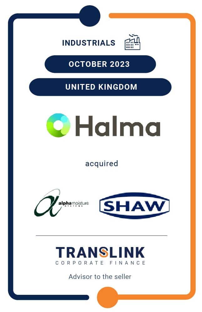Translink Corporate Finance Acted As The Exclusive Advisor To The Shareholders Of Alpha Instrumatics On The Sale To Halma Plc