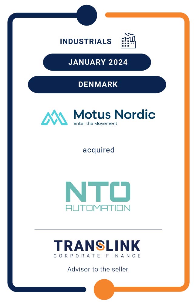 Translink Corporate Finance Acted As The Exclusive Advisor To NTO Automation In The Sale To Motus Nordic