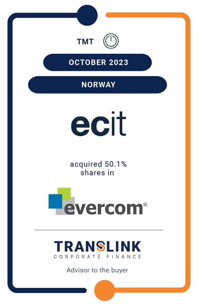 Translink Corporate Finance acted as the financial and strategic advisor to ECIT in its acquisition of 50.1% shares in Evercom AS