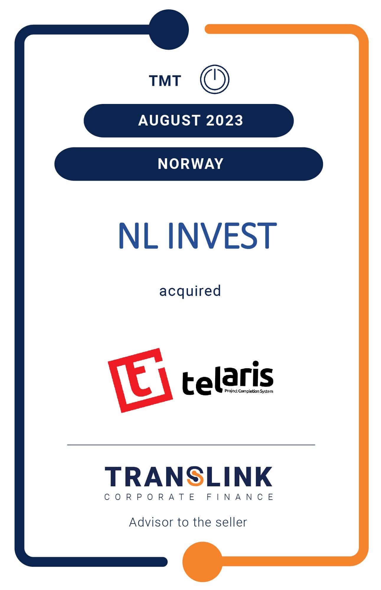 Translink Corporate Finance Acted As The Advisor To Telaris AS In Its Private Placement And Minority Stake Sale To NL Invest