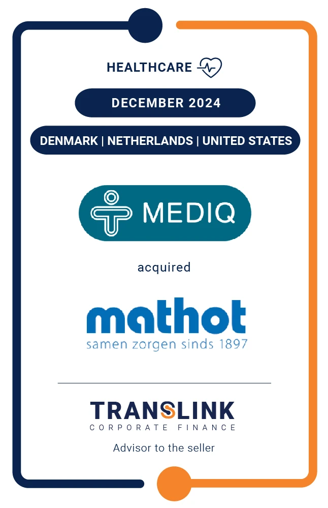 Translink Corporate Finance acted as the M&A advisor to the owners of Mathot on the sale to Mediq
