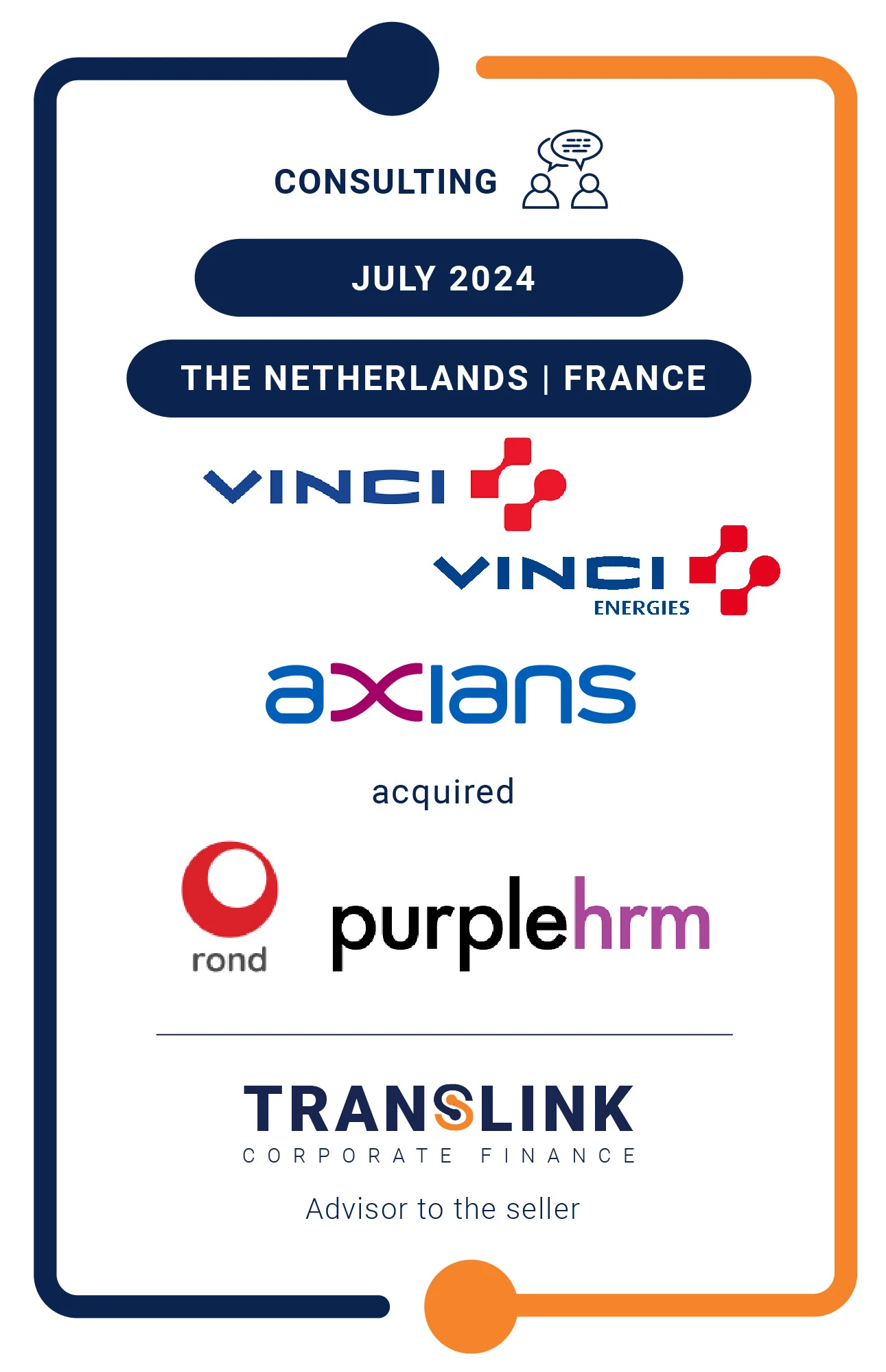 Translink Corporate Finance acted as the advisor to rond and PurpleHRM on the partnership with Axians, the ICT brand of VINCI Energies