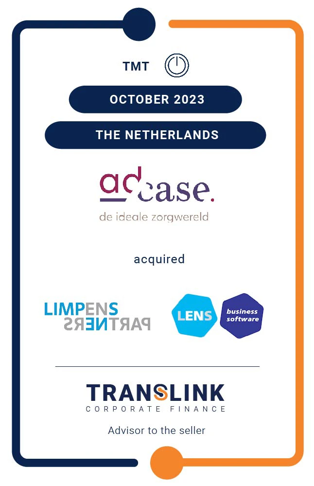 Translink Corporate Finance acted as the exclusive advisor to LENS Business Software and Limpens & Partners in the sale to Adcase Group