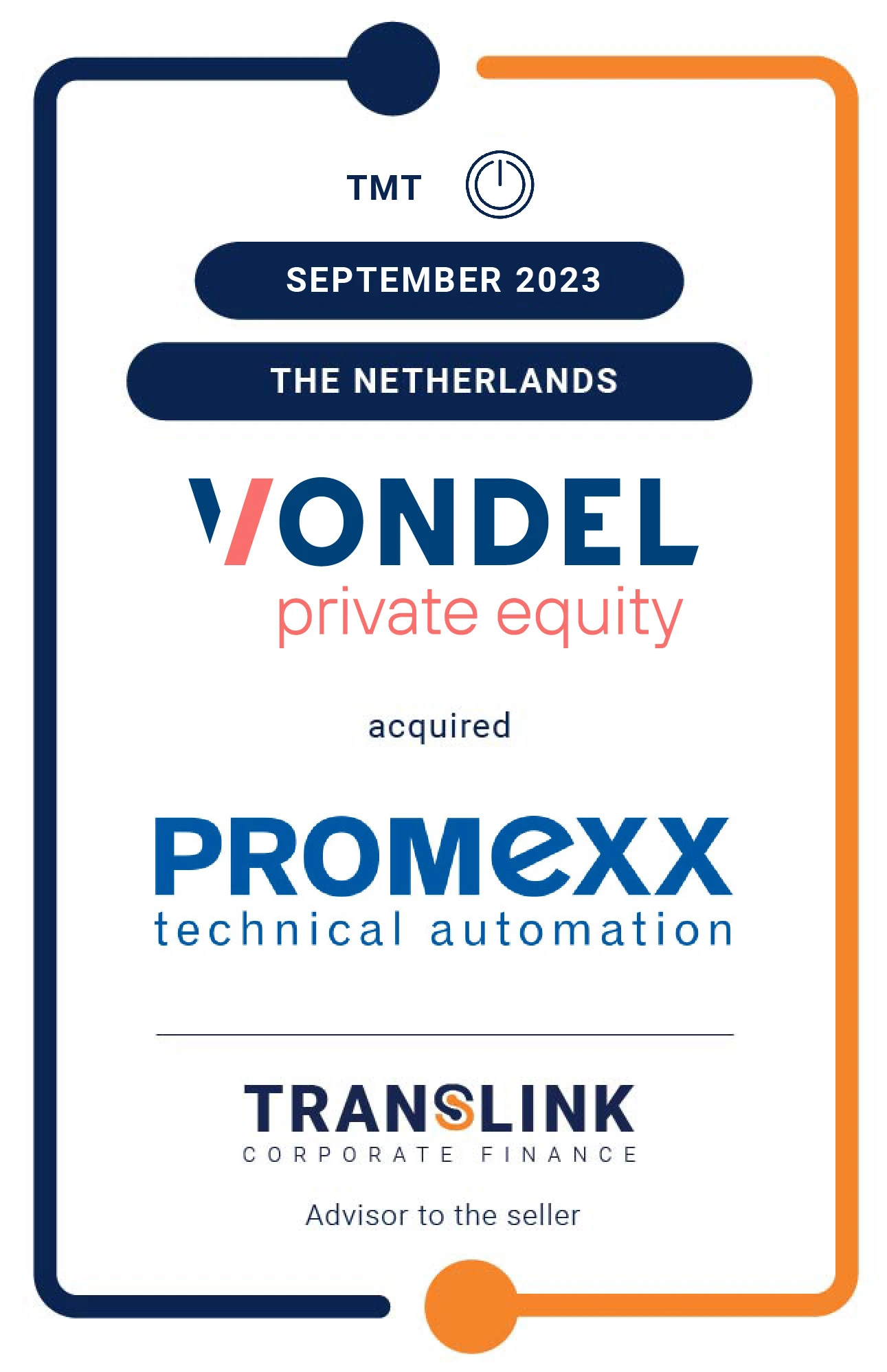 Translink Corporate Finance acted as the exclusive advisor to the shareholders of PROMEXX on the sale to Vondel Private Equity