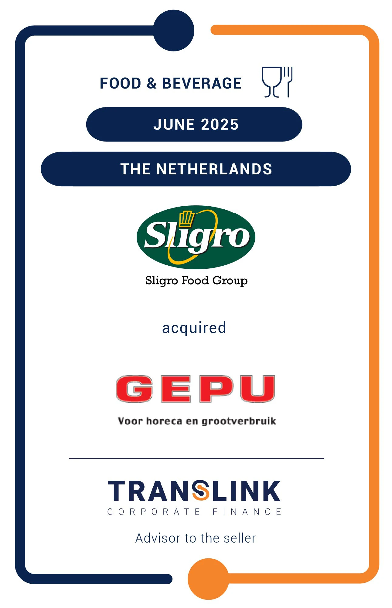 Translink Corporate Finance acted as the advisor to GEPU on the sale to Sligro Food Group