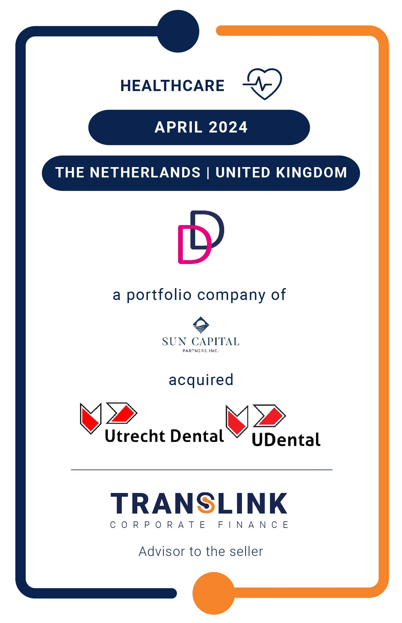 Translink Corporate Finance acted as the exclusive advisor to Utrecht Dental and UDental on the sale to DD Group