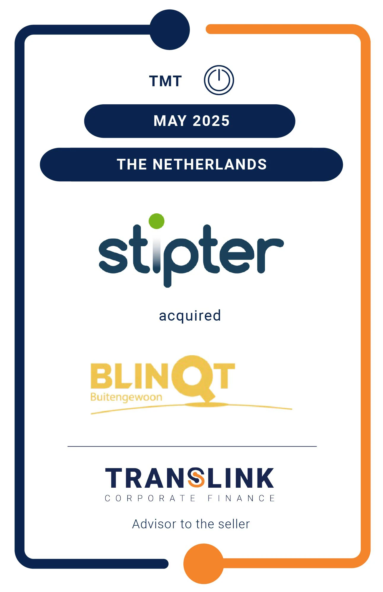 Translink Corporate Finance acted as the advisor to BlinQt on the sale to Stipter